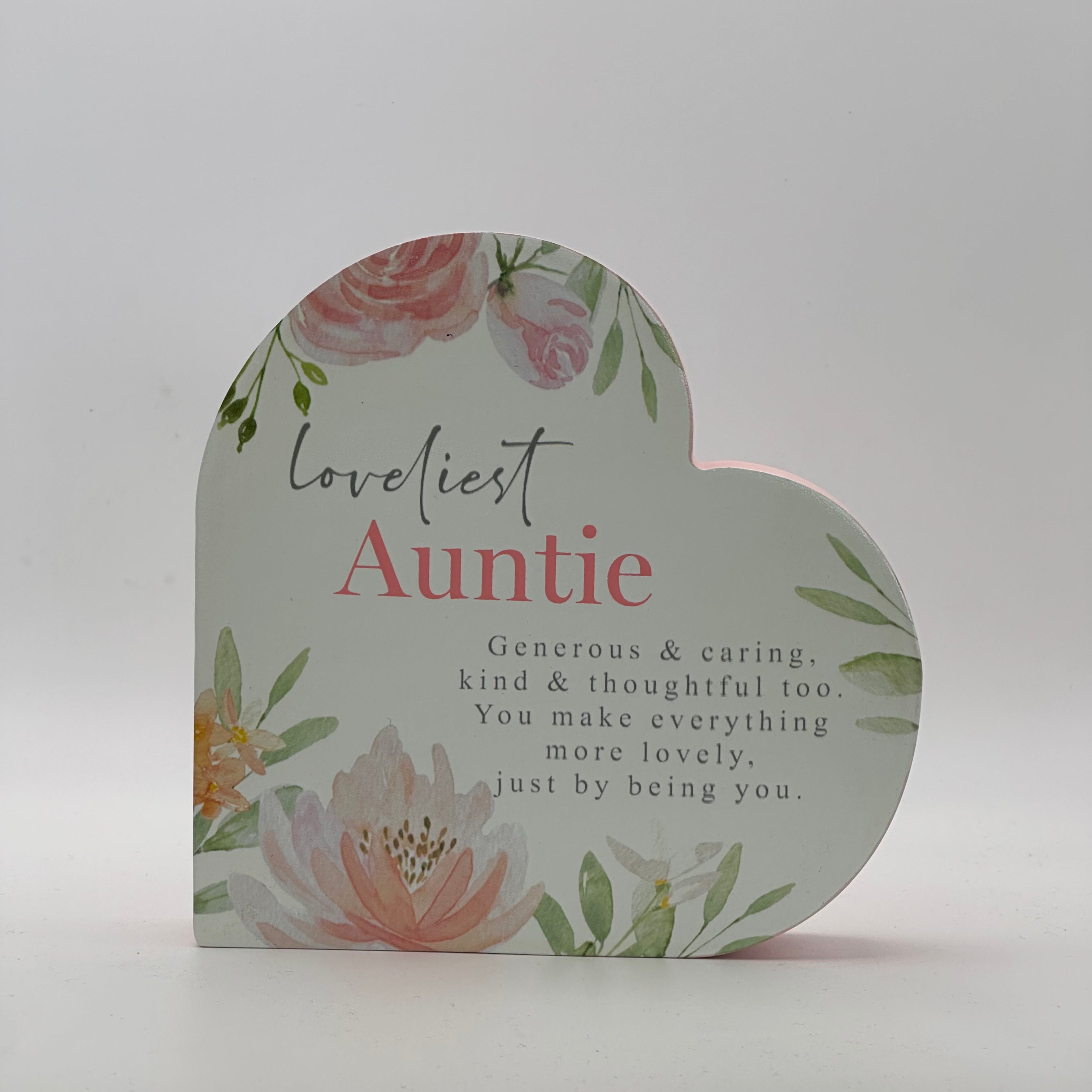 Loveliest Auntie Wooden Heart Plaque